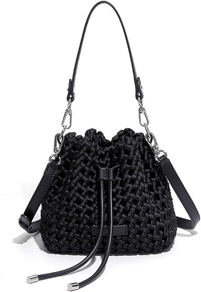 JINMANXUE Fashion Hollow Bucket Tote Bag For Women, Crossbody Female Handbag Woven Silk bag Leisu... | Amazon (US)