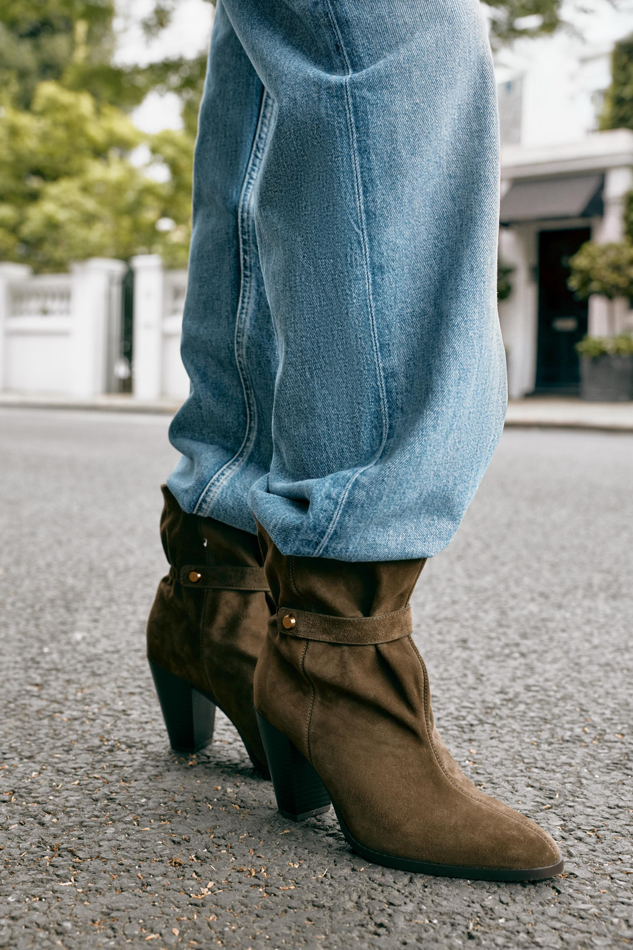 SUEDE SLOUCHY ANKLE BOOTS | Zara US