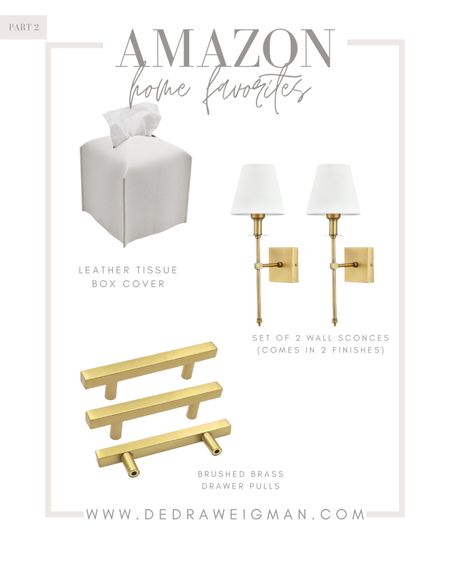 Here are my Amazon home favorites part 2 that are both pretty & functional! Leather tissue cover, gold wall sconce, kitchen hardware.

#amazonhome #homedecor #kitchenhardware #homeaccessories 

#LTKstyletip #LTKhome #LTKunder100