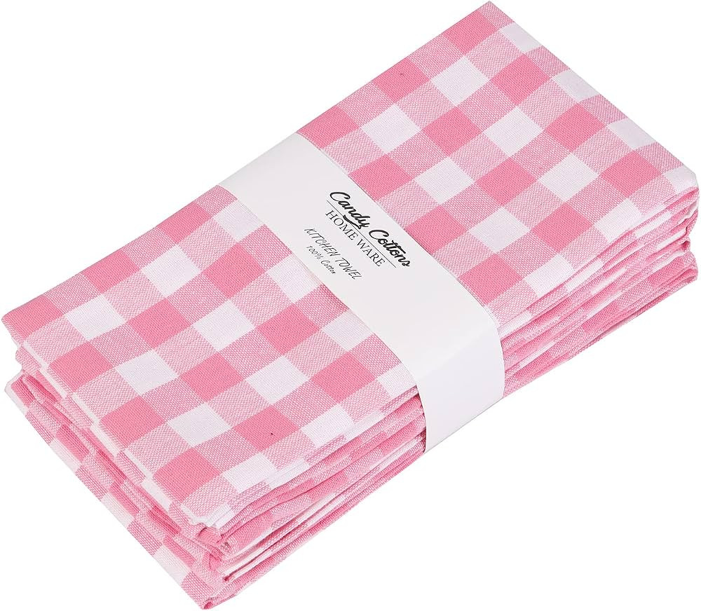 Kitchen Towels Pink Classic Dish Towels Dishcloths Set Kitchen Rags|Gingham Checks Pantry Kitchen... | Amazon (US)