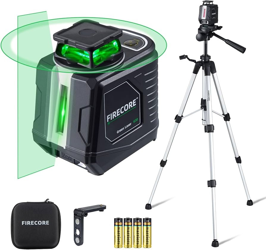 Firecore Laser Level with Tripod, 82Ft Green Self Leveling 360°Cross Line Laser Level for Pictur... | Amazon (US)