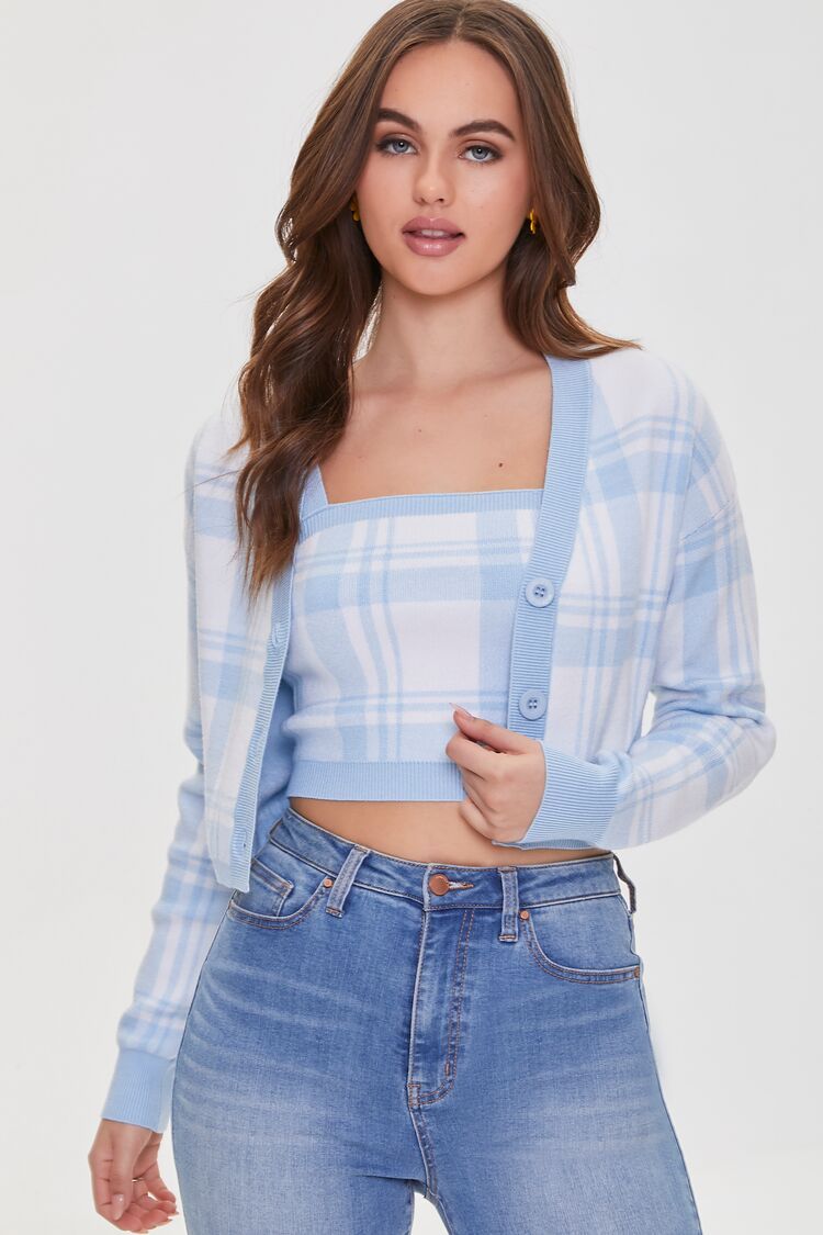 Plaid Crop Top & Cardigan Sweater Set | Forever 21 | Forever 21 (US)