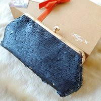 Flippable Navy Blue/Shiny Silver Sequins Wedding Clutch, Bridal, Mother Of The Bride Groom Gift, Som | Etsy (US)