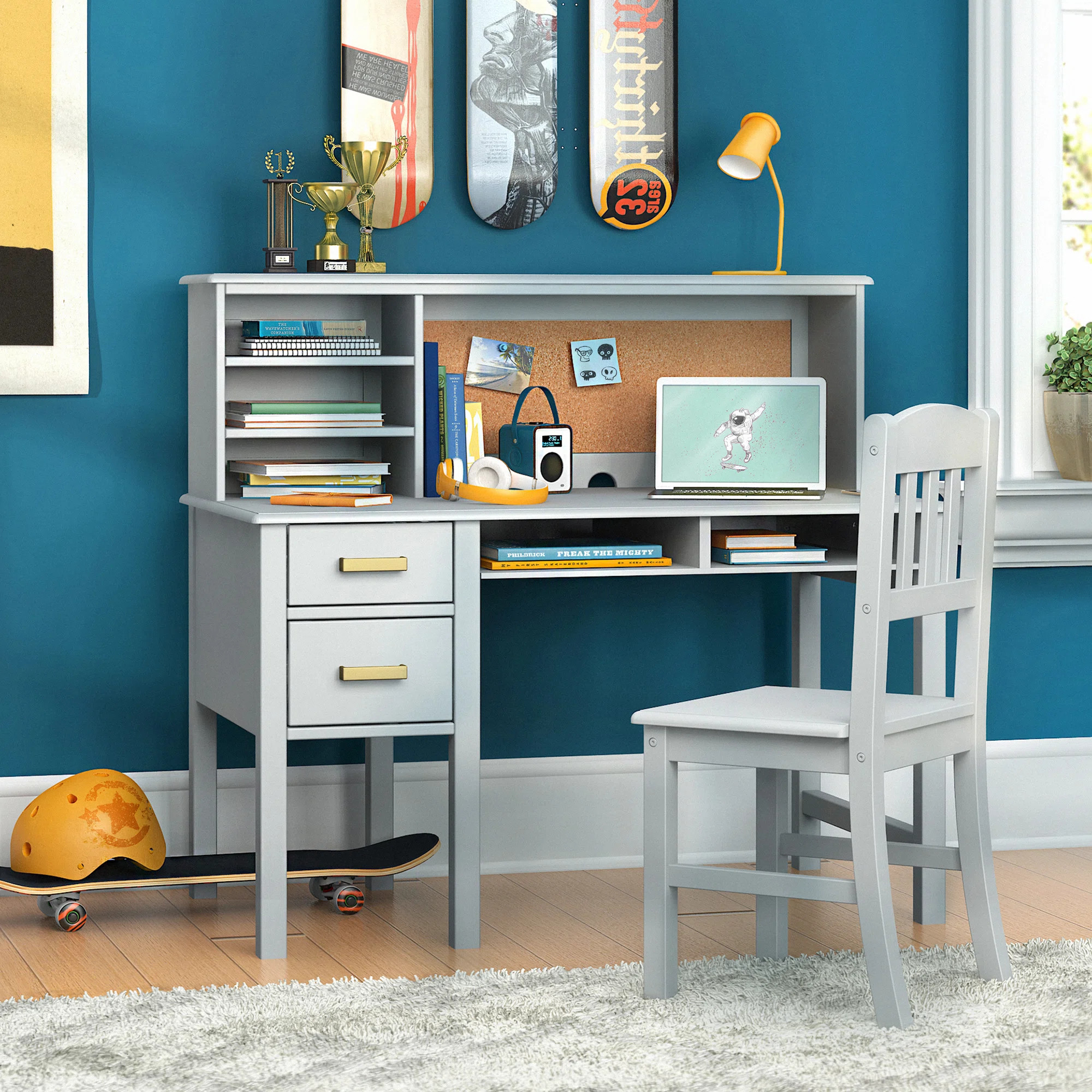 Taiga Writing Desk with Hutch and Chair Set | Wayfair North America