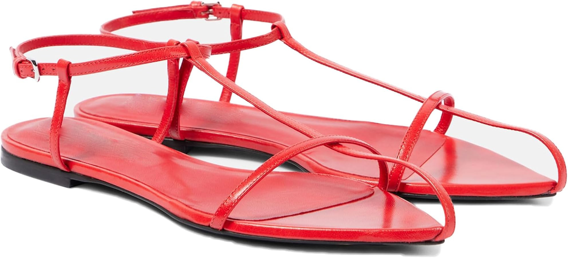 Flat Sandals for Women with Metal Buckle Ankle Strappy Ladies Fashion Slide Sandals Comfortable S... | Amazon (US)