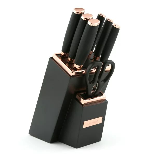 Cambridge Silversmiths Black & Copper 8-Piece Knife Set with Block | Walmart (US)