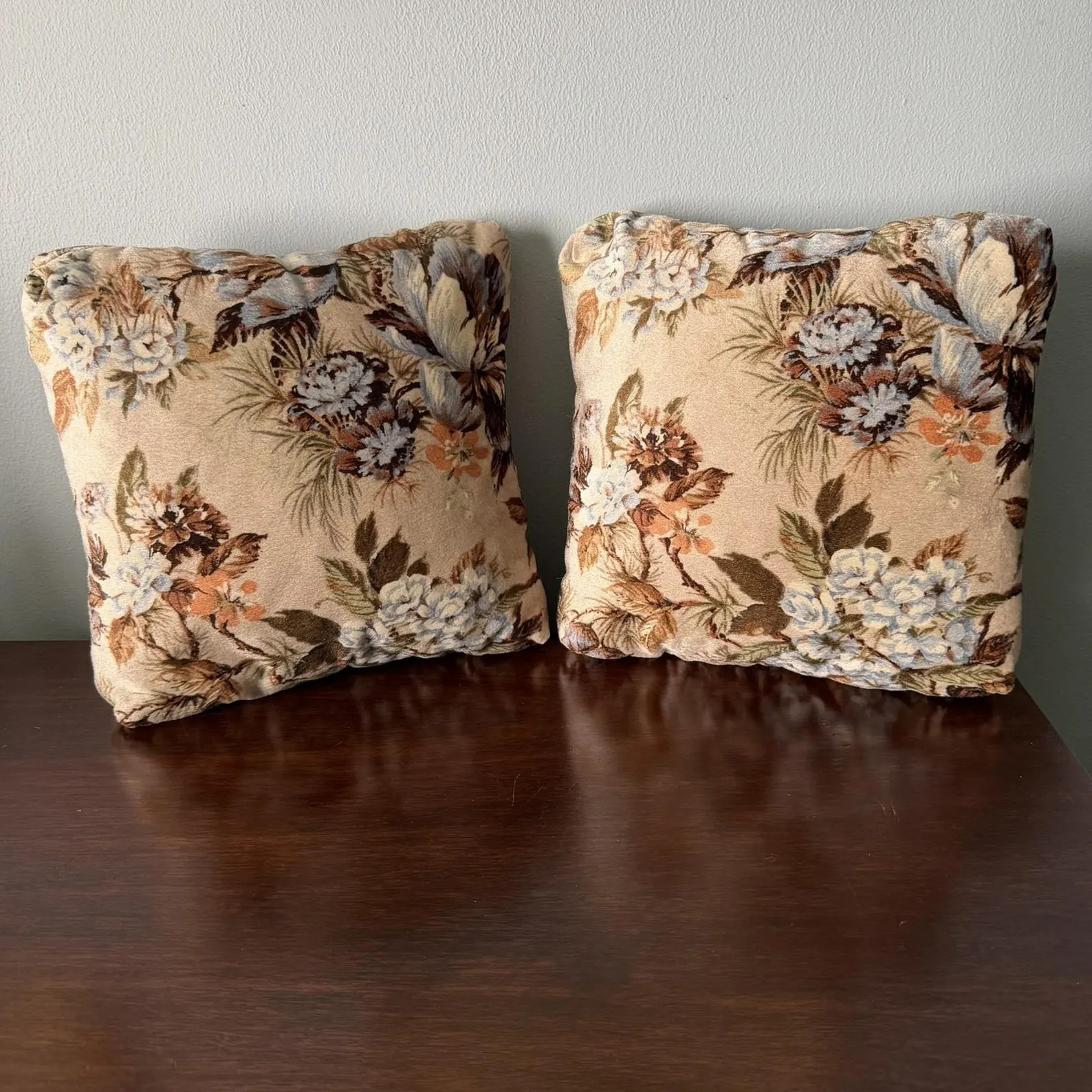 2 Vintage 1970's Floral Velour Brown Grandma Couch Throw Pillows Cushions | Etsy (Global)