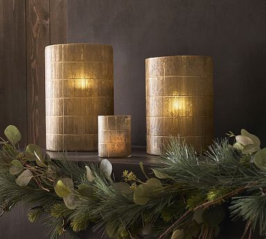 Linen Textured Glass Hurricanes | Pottery Barn (US)