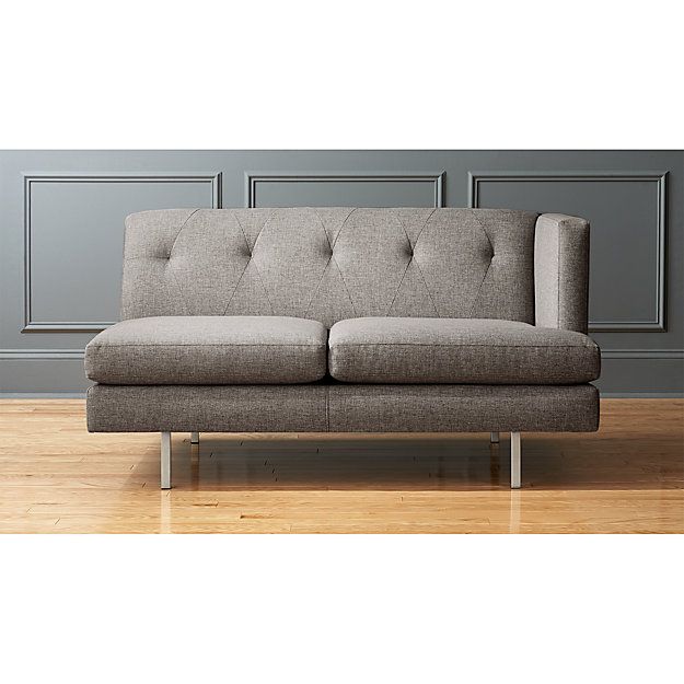 Avec Grey Right Arm Sofa with Brushed Stainless Steel Legs | CB2