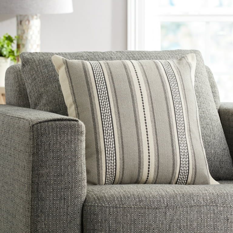 Mainstays Woven Stripe Decorative Pillow, 18" x 18", Gray - Walmart.com | Walmart (US)