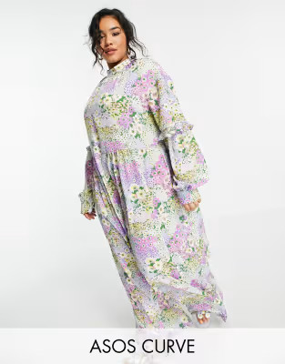 ASOS DESIGN Curve smock jumpsuit in bright summer floral print | ASOS (Global)