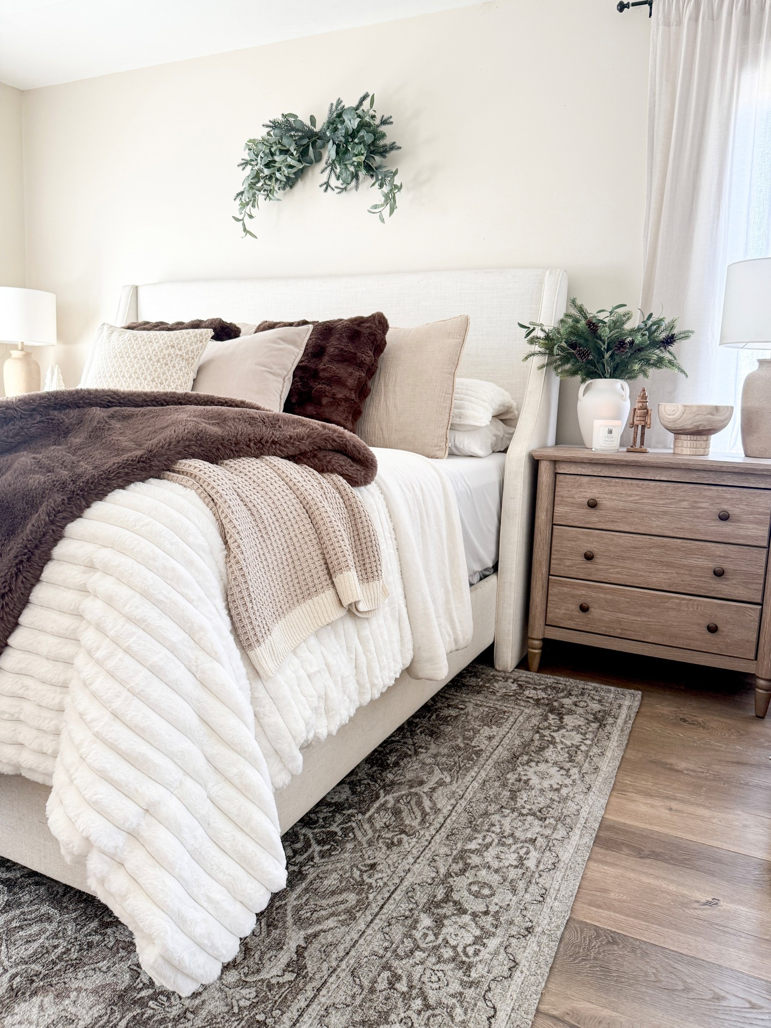 Love our cozy winter bedroom! Bedding is all budget friendly and great quality. Nightstand is my favorite designer dupe find of the year and now comes in black! 

Bed, upholstered bed bedroom, winter bedroom, Christmas bedroom, bed and cozy, bedding, warm bedding, winter bedding, throw pillow, throw blanket, stand area, rug, neutral, rug, table, decor, home decor Christmas decor

#LTKSaleAlert #LTKHome #LTKHoliday