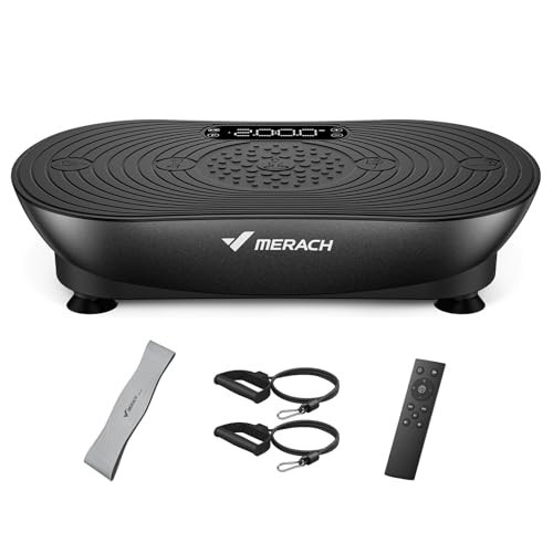 MERACH Vibration Plate Exercise Machine, Vibrating Platform for Lymphatic Drainage Weight Loss Muscle Activation, Full Body Home Exercise Equipment with LED Touch Screen Bluetooth Pull Cord | Amazon (US)