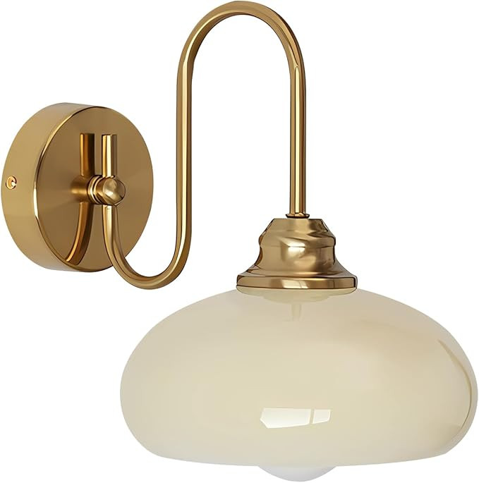 KCO Lighting Mid Century Modern Wall Mounted Bedside Lamp Brass Gold Wall Sconce Glass Globe Bath... | Amazon (US)