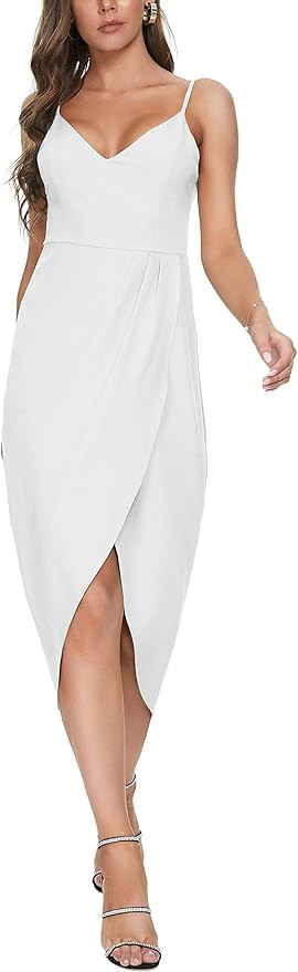 CMZ2005 Women's Sexy V Neck Backless Maxi Dress Sleeveless Spaghetti Straps Cocktail Party Dresse... | Amazon (US)