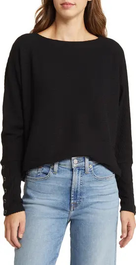 Snap Cuff Dolman Sleeve Rib Top | Nordstrom