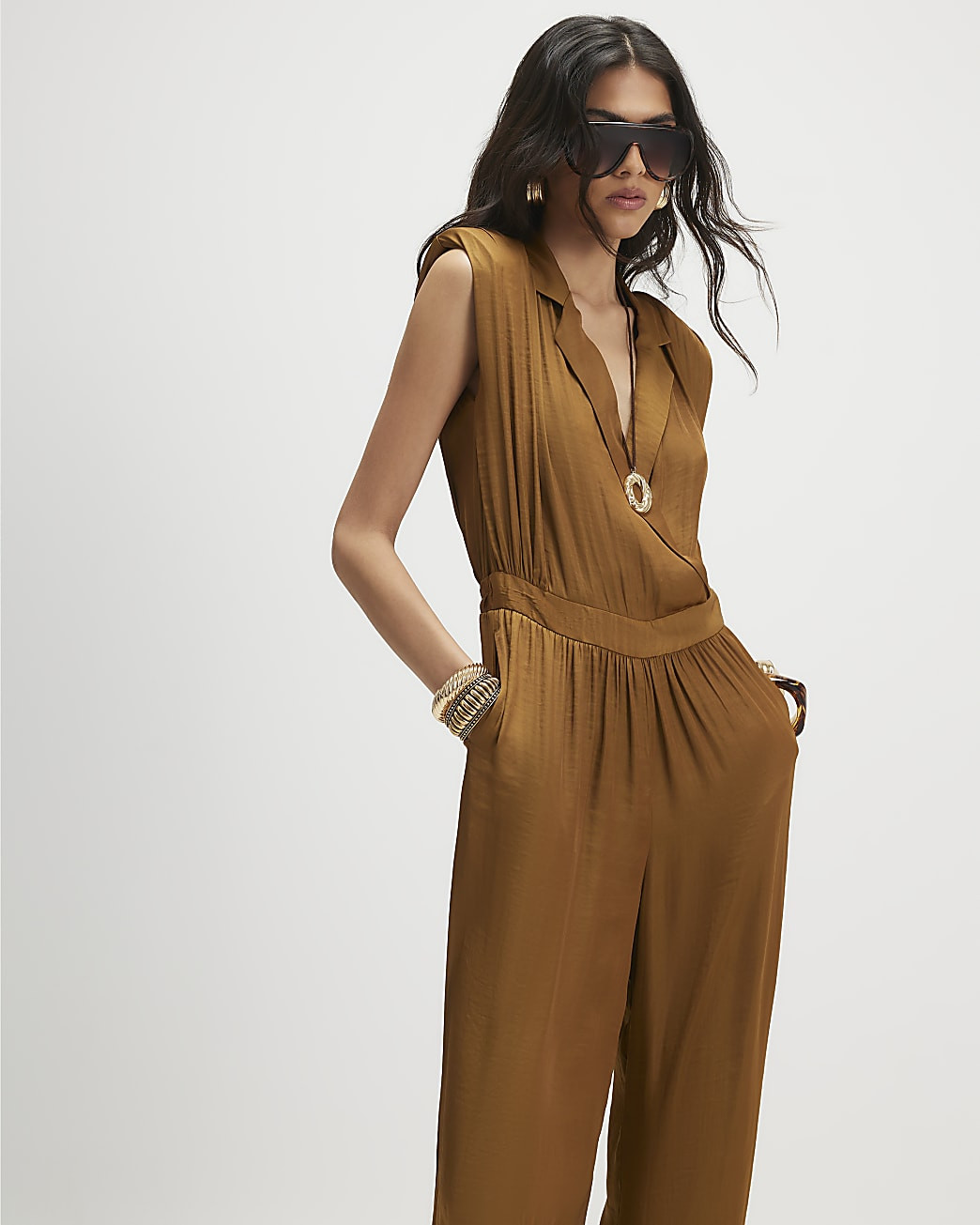 Orange Satin Balloon Leg Jumpsuit | River Island UK & IE