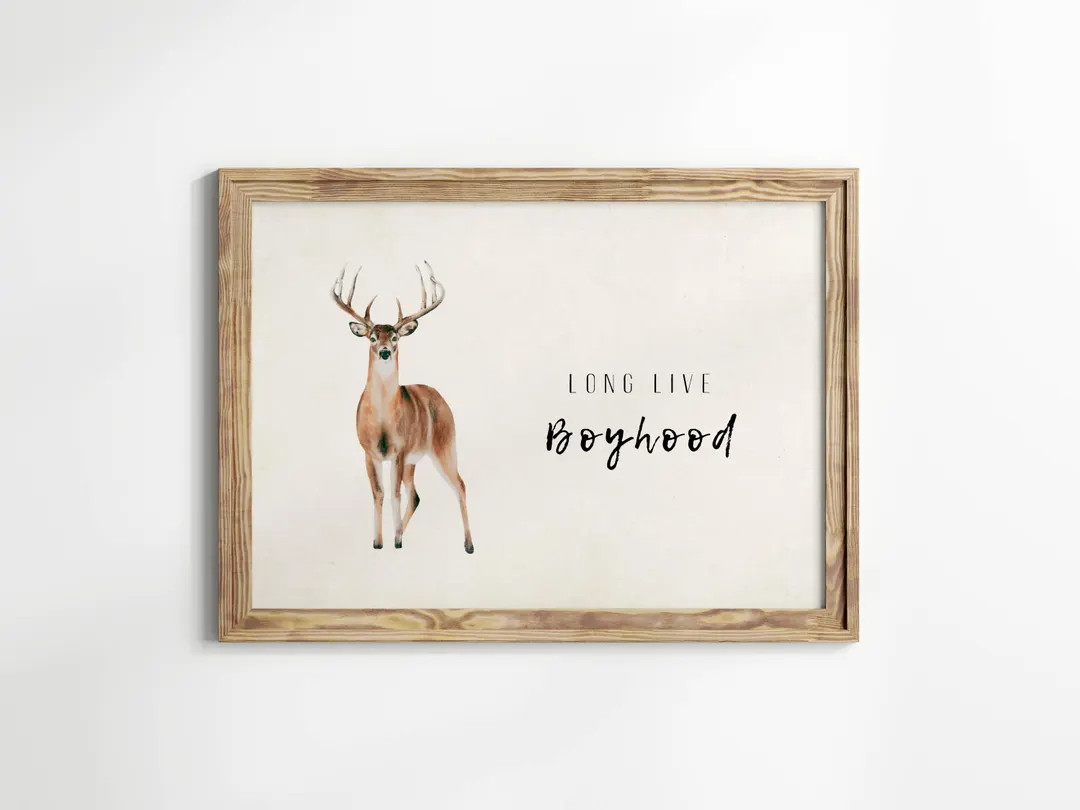 DIGITAL DOWNLOAD Long Live Boyhood Boy Bedroom Print, Hunting Nursery Decor, Buck Antler Art, Dee... | Etsy (US)