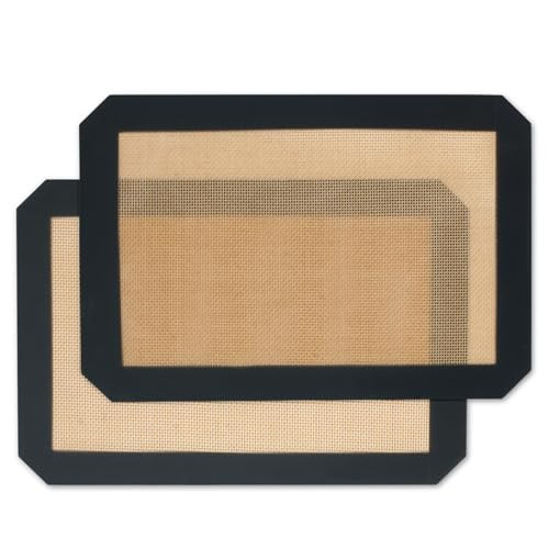 Silicone Baking Mat,Silicone Mat,2 Pack Reusable Non-Stick Baking Mat,Food Safe Silicone Mats for Baking, Oven Baking Sheet for Making Cookies, Macaroons, Bread,(11.8"L x 8.3"W) | Amazon (US)