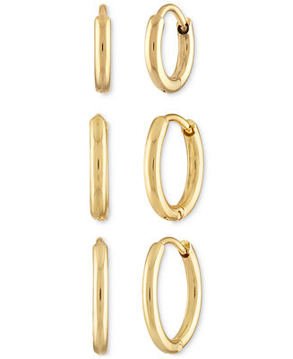 Kat 3 Pair Huggie Hoop Earrings Set | Macy's