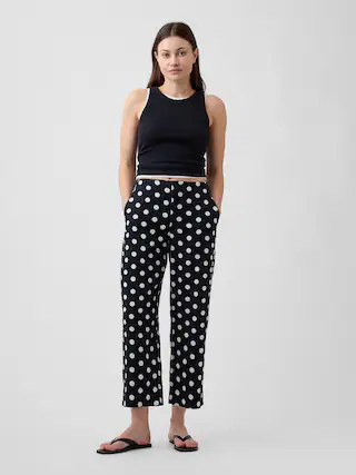 High Rise Linen-Blend Straight Crop Pants | Gap Factory