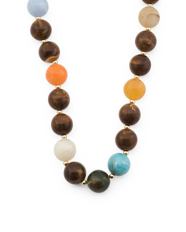Gold Plated Brown Lola Stone Bead Necklace | TJ Maxx