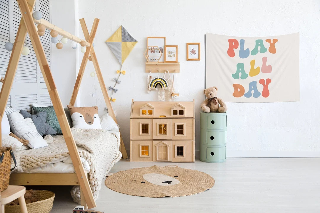 Play All Day Sign Playroom Wall Decor Playroom Sign Decor Lets - Etsy | Etsy (US)