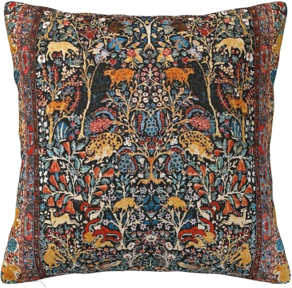 Qesimlt Antique Persian Carpet Print Throw Pillow Cover Square Pillowcase Soft Pillow Case Home Deco | Amazon (US)