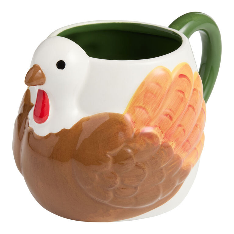 Orange and Green Turkey Hand Painted Figural Ceramic Mug | World Market