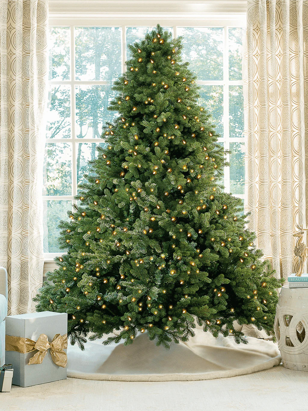 8' Cypress Spruce Artificial Christmas Tree with 1500 Warm White & Mul | King of Christmas