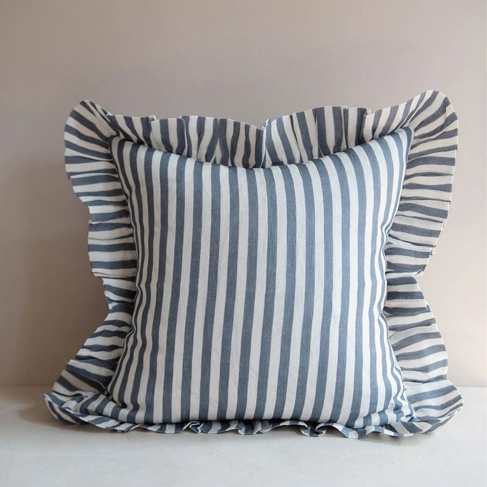 Linen Pillow Cover - Stone Blue Stripe | Roan Iris