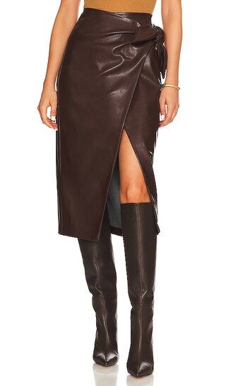 Vegan Leather Wrap Skirt in Black | Revolve Clothing (Global)