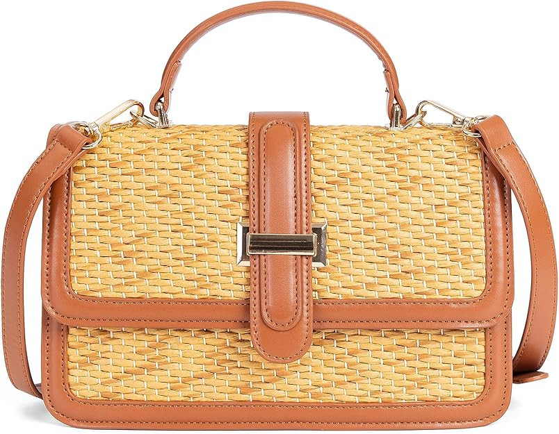 boshiho Women's Straw Crossbody Shoulder Bag Woven Raffia-Style Beach Purse Top Handle Satchel Ha... | Amazon (US)