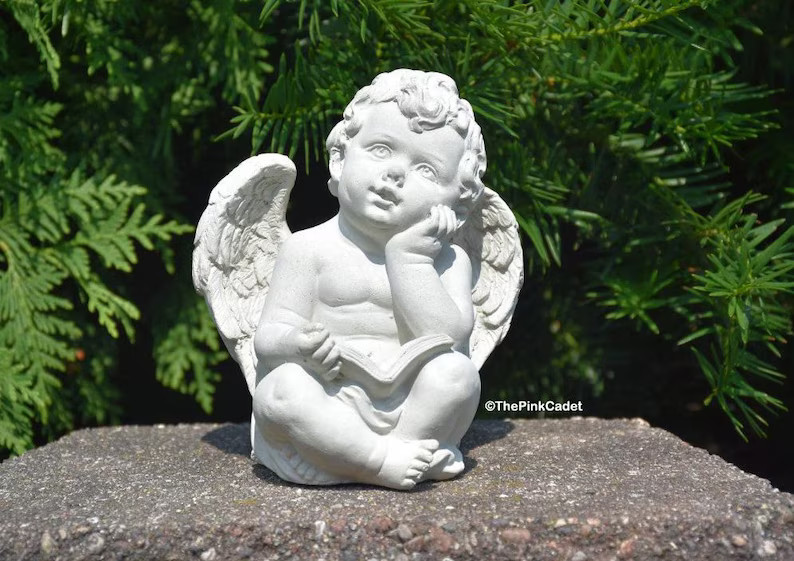 Handmade Concrete Angel Statue: Indoor/Outdoor Cherub Decor | Etsy (Global)