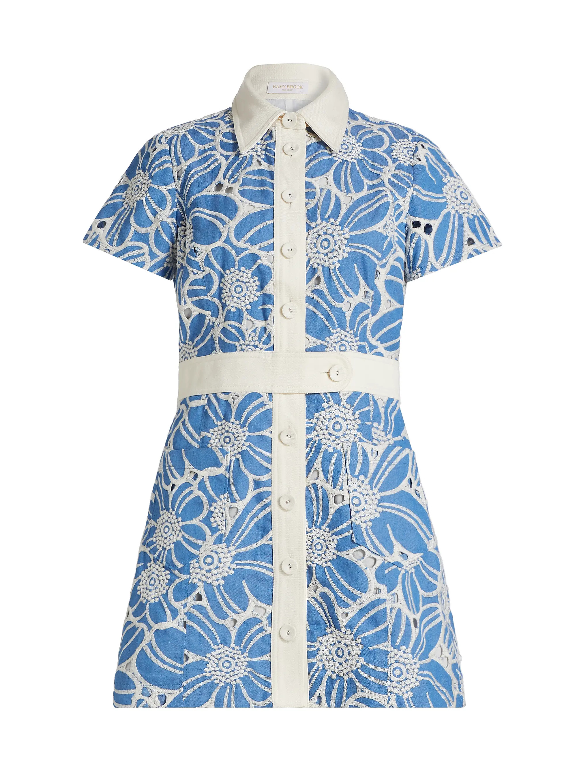 Ramy Brook Shannon Embroidered Mini-Shirtdress | Saks Fifth Avenue | Saks Fifth Avenue