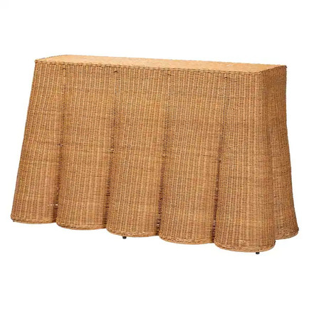 Palm Scallop Natural Rattan Console Table Best Sculptural Console Tables