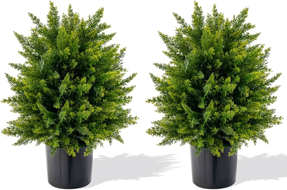 Goplus 21.5” Artificial Cedar Topiary Ball Tree, Set of 2 Faux Potted Plants Artificial Shrubs ... | Amazon (CA)