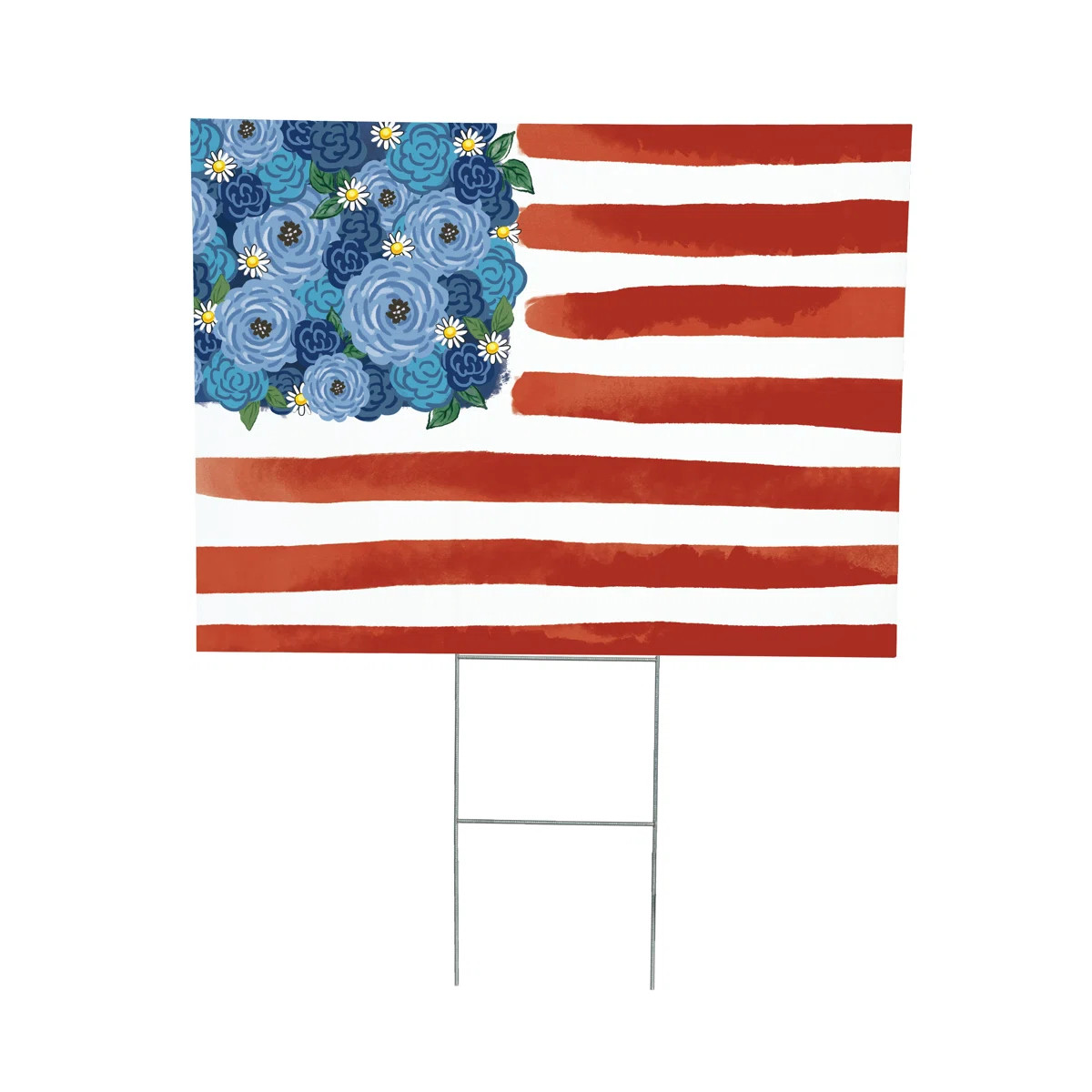 American Classic Blooming Americana Flag Yard Sign, 24in x 18in | Wayfair North America