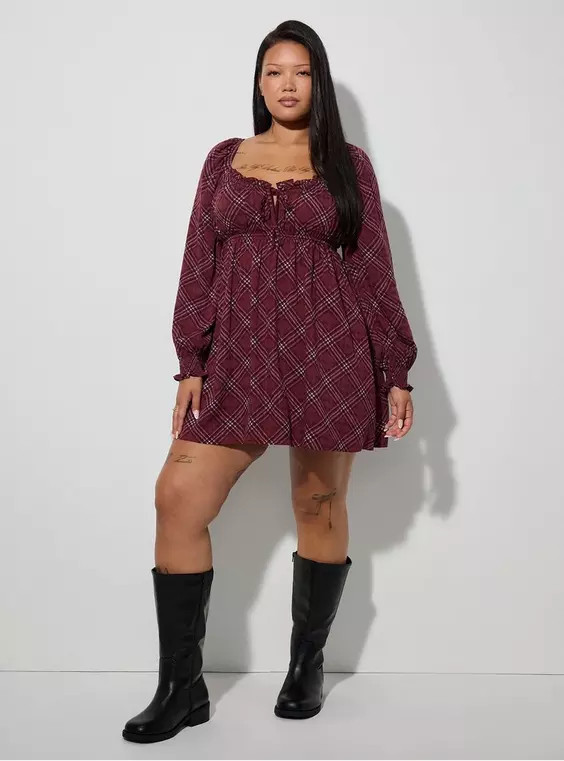 Sweetheart Babydoll Mini Dress in Multi | Torrid (US & Canada)