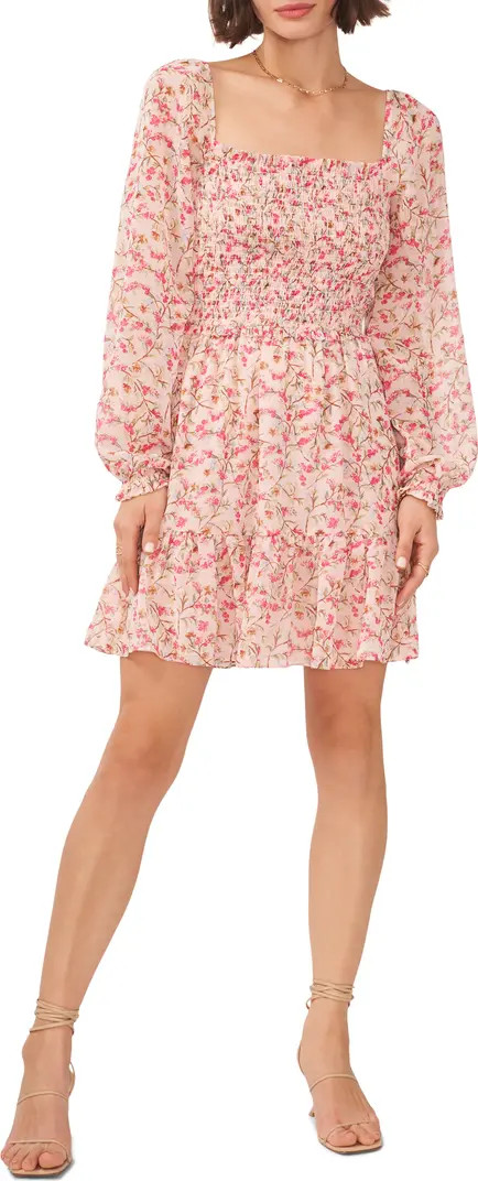 Smocked Bodice Long Sleeve Minidress | Nordstrom