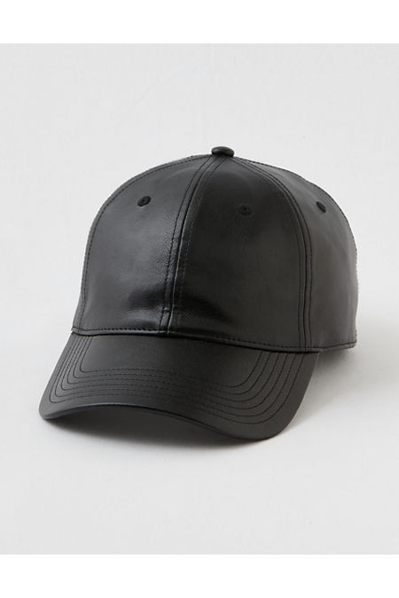 OFFLINE By Aerie Leather Baseball Hat Women's True Black One Size | Aerie