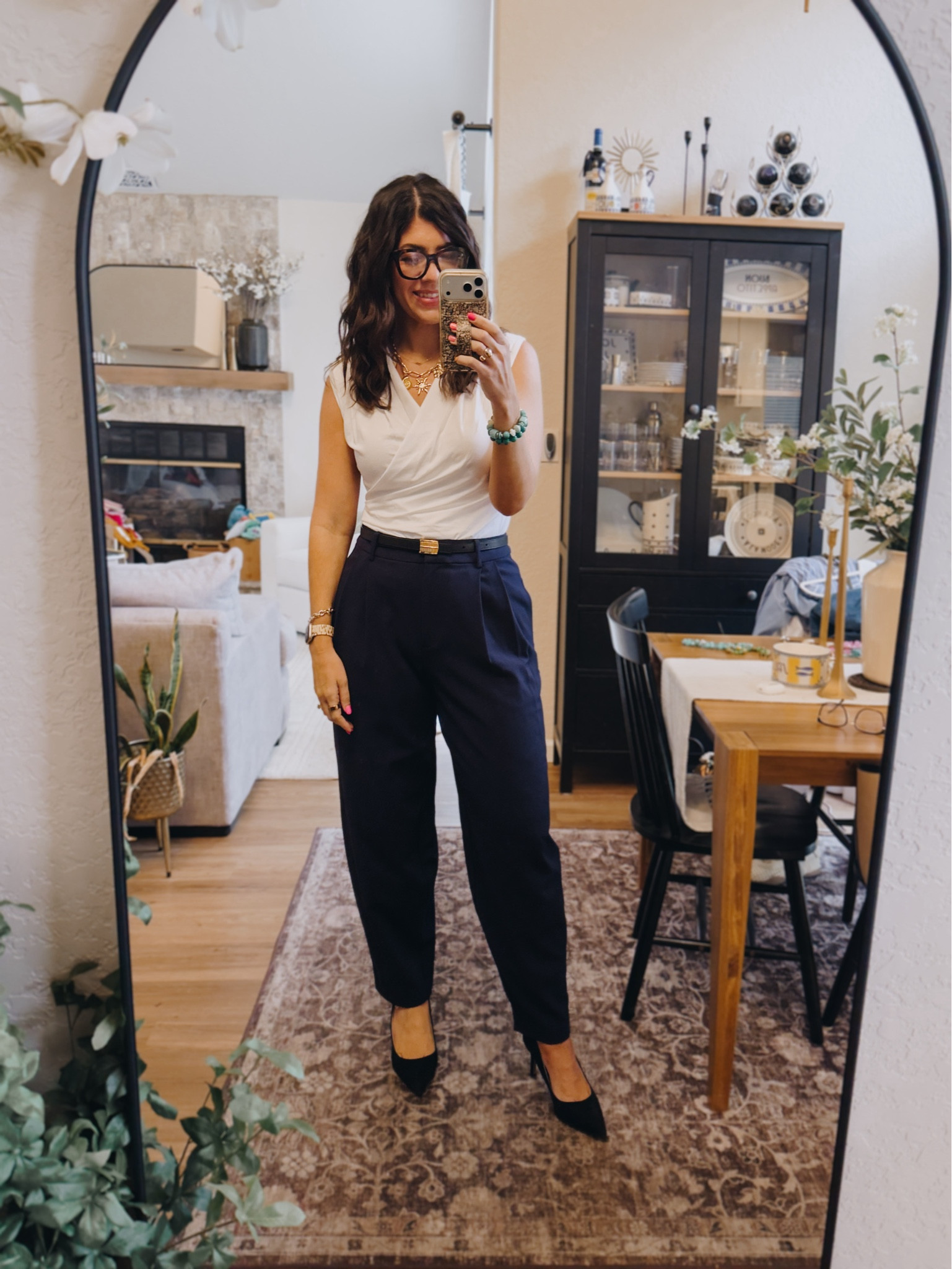 Recent work outfits
In a medium wrap top and 8 regular barrel trouser

#LTKMidsize #LTKOver40 #LTKWorkwear
