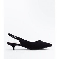 Wide Fit Black Kitten Heel Slingbacks New Look | New Look (UK)