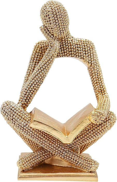 Sparkling Gold Reading Women Statue, Thinker Sculptures, Abstract Art Ornament, Modern Aesthetic ... | Amazon (US)