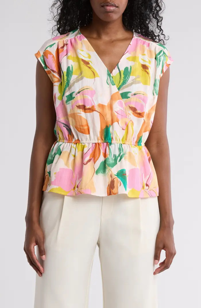 Gemma + Jane Floral Cap Sleeve Peplum Top | Nordstromrack | Nordstrom Rack