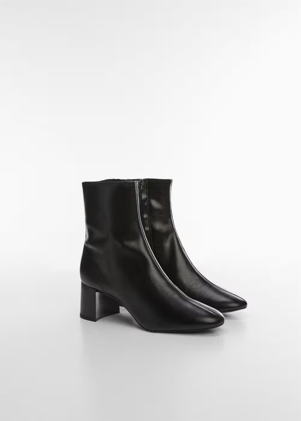 Leather ankle boots block heel -  Women | Mango United Kingdom | MANGO (UK)