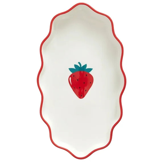 Mainstays Strawberry Scalloped Ceramic Trinket Tray | Walmart (US)