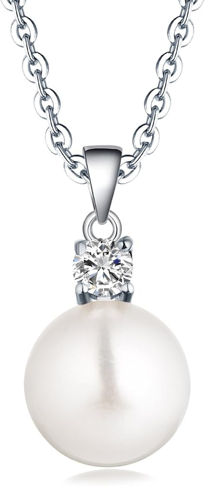 925 Sterling Silver Freshwater Cultured Pearl Pendant Necklace JO WISDOM Jewelry for Women,Girls | Amazon (US)