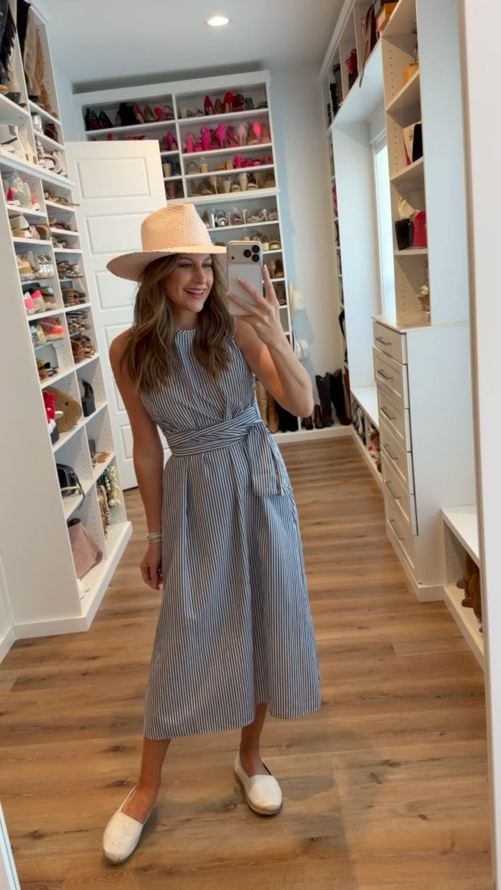 In a small dress, espadrille flats, hat and accessories- fits tts.

#LTKootd #LTKSeasonal #LTKgrwm