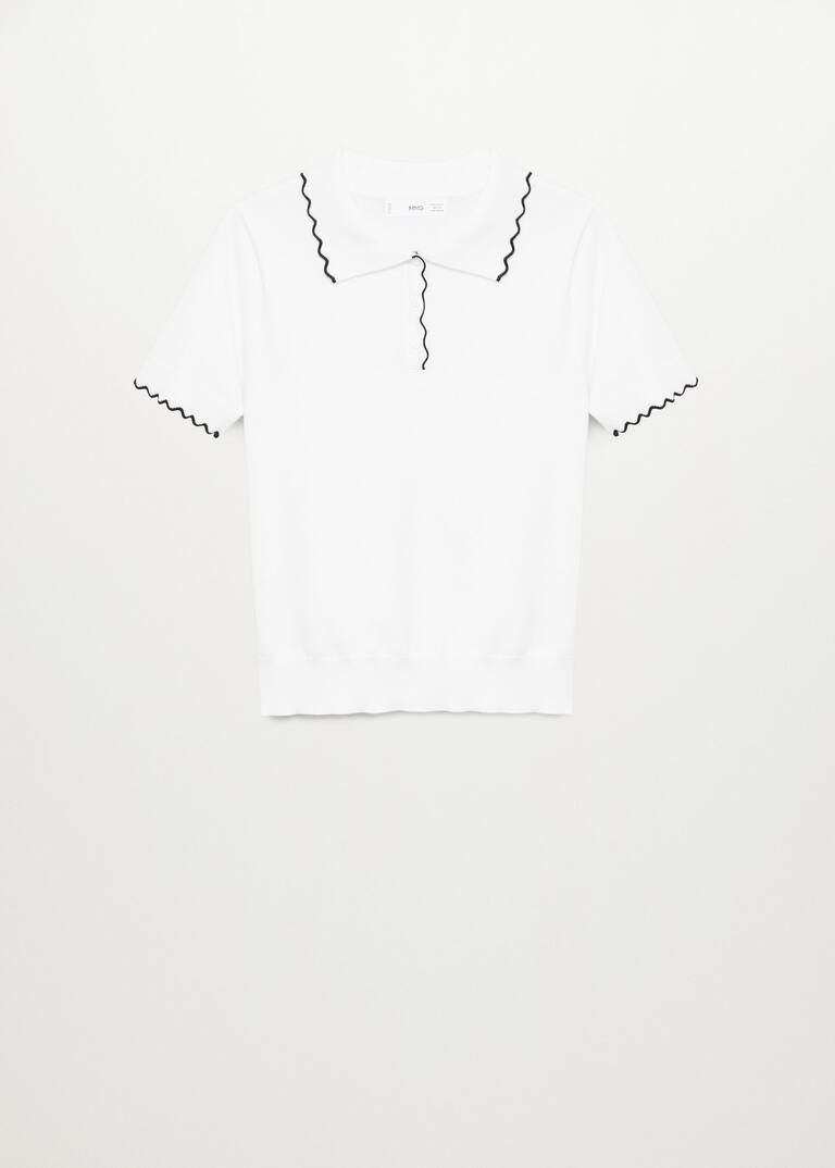 Knit contrast trim polo shirt -  Women | Mango United Kingdom | MANGO (UK)